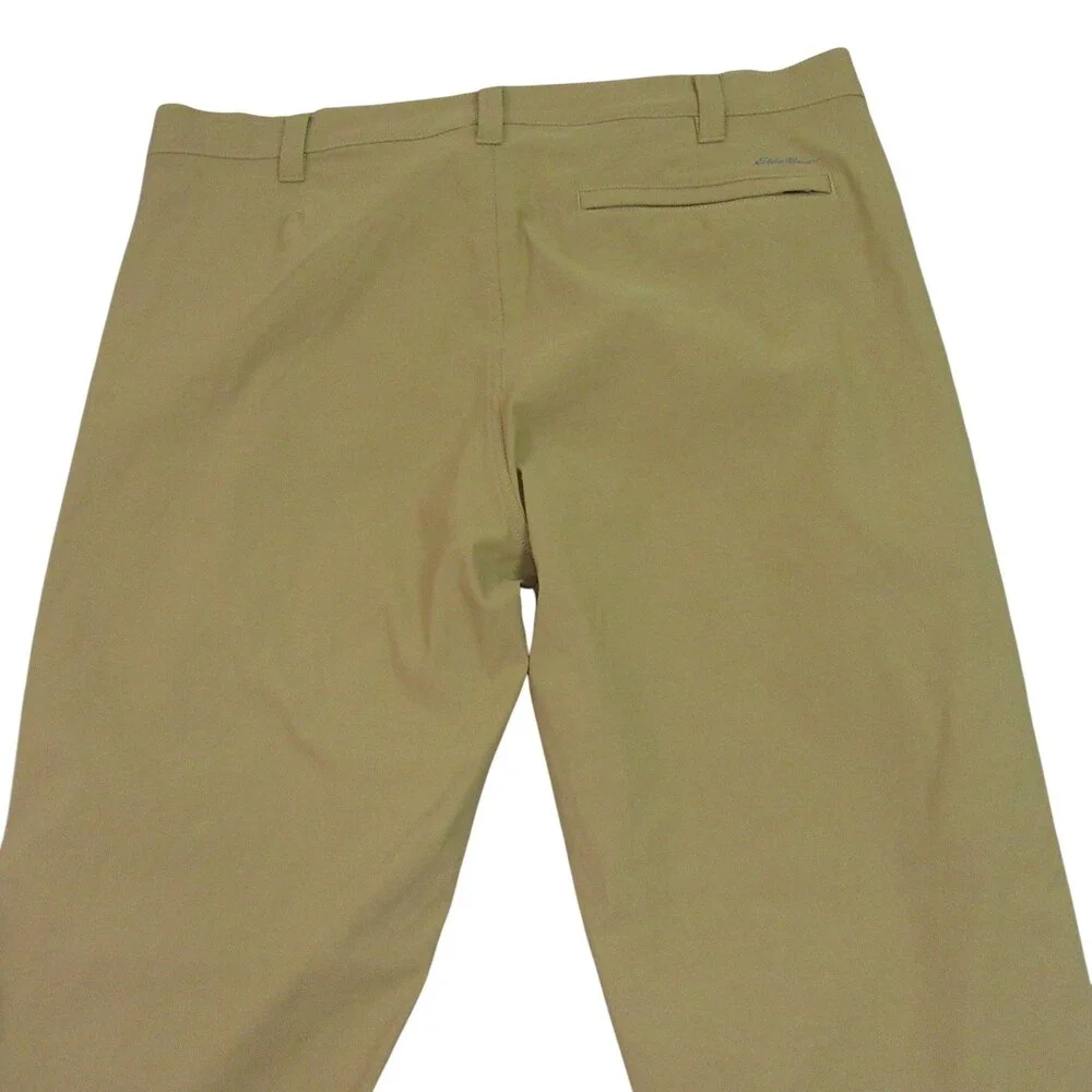 Eddie Bauer Mens Chino Tech Pants‎ 38 X 32 Tan Khaki Stretch Nylon Flat Front